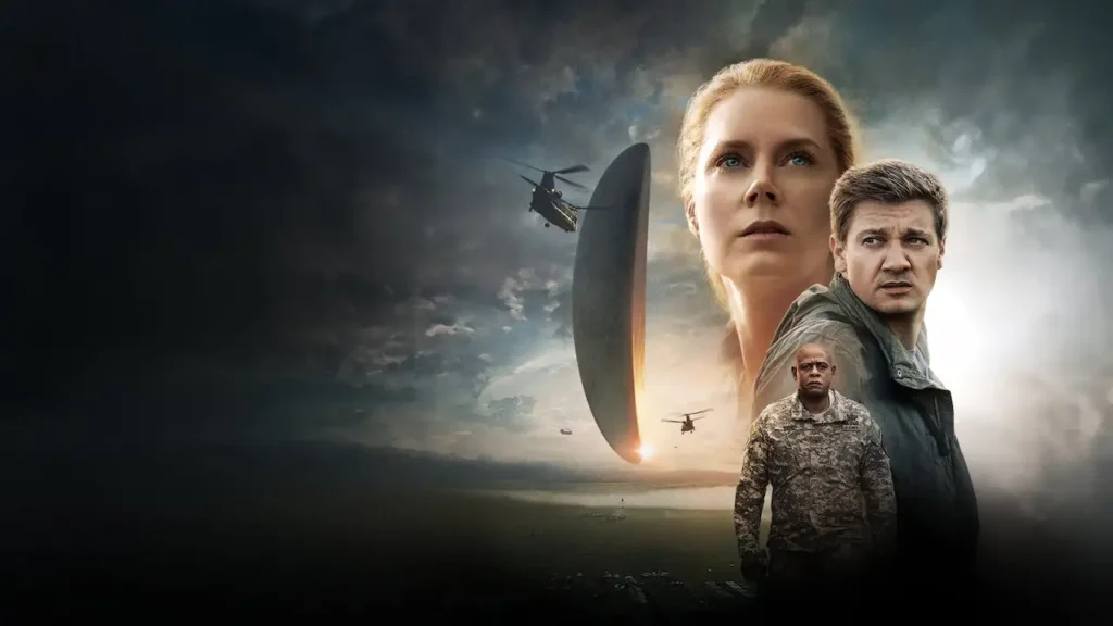 Louise Banks standing in the alien communication chamber in Arrival