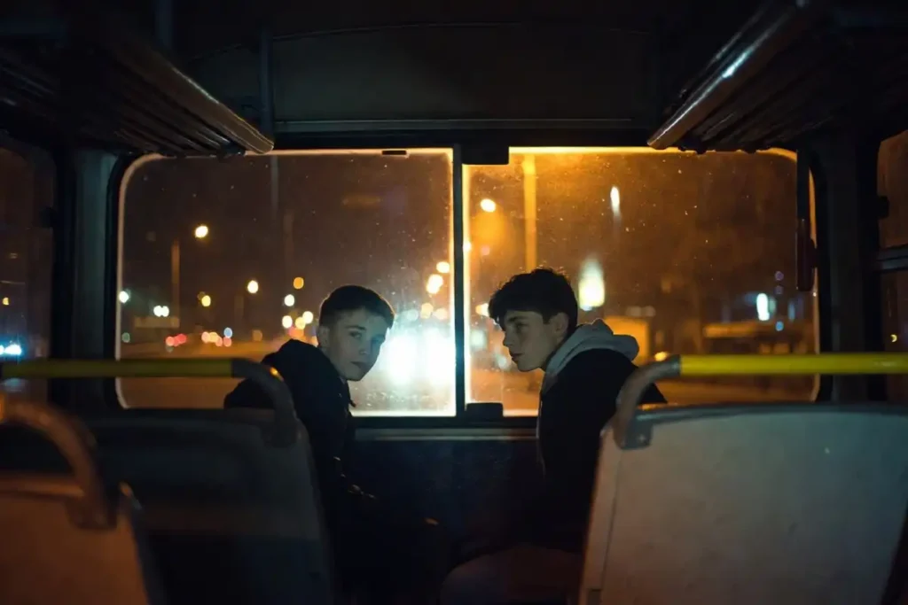 Leviticus 2026 ending — Naim and Ryan leaving town together on the bus