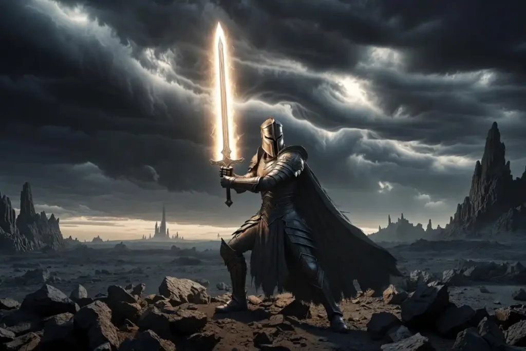 Epic fantasy action film poster style scene representing a summer 2026 blockbuster in theaters