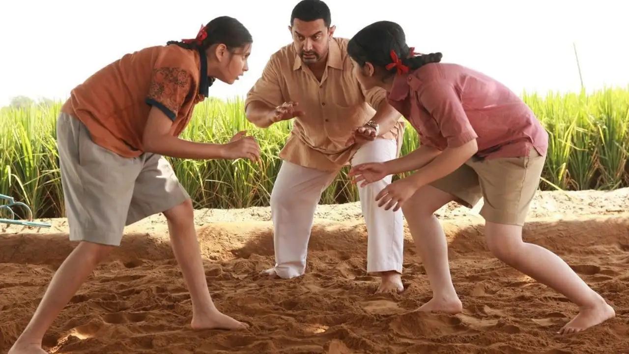 Dangal movie scene featuring wrestlers