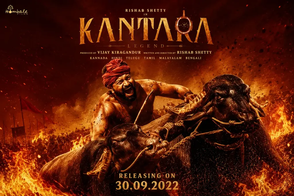 A fearless warrior races with buffalo through blazing flames