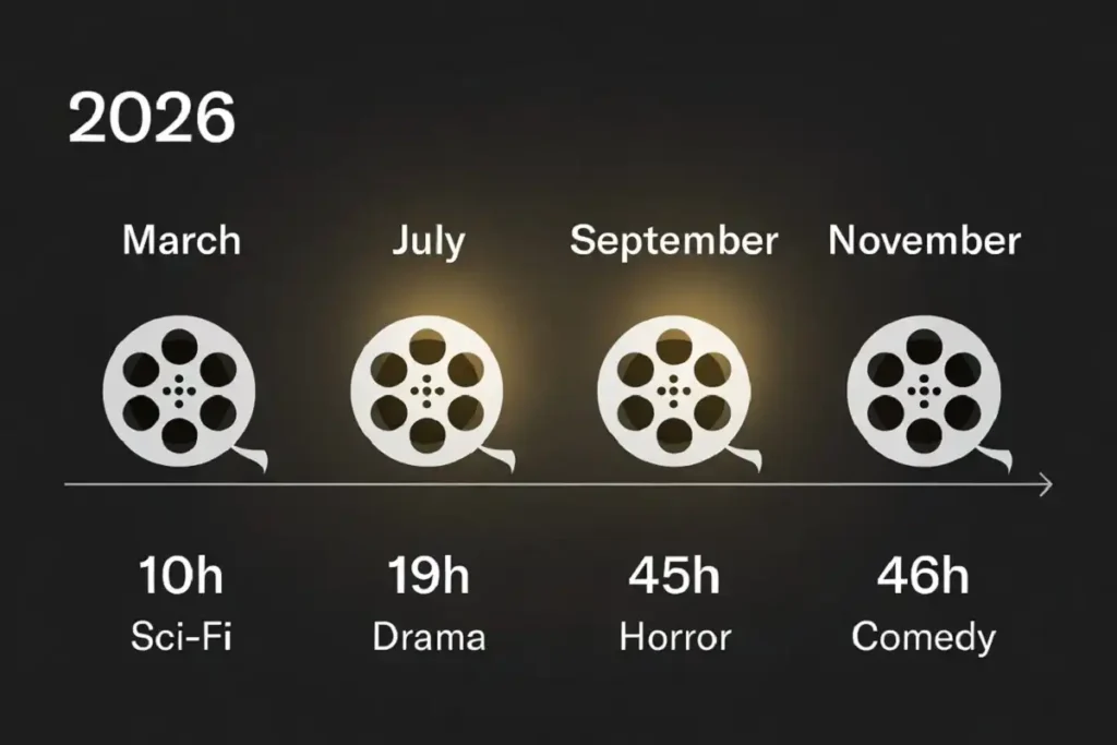 2026 release timeline for the best movies based books by month and genre