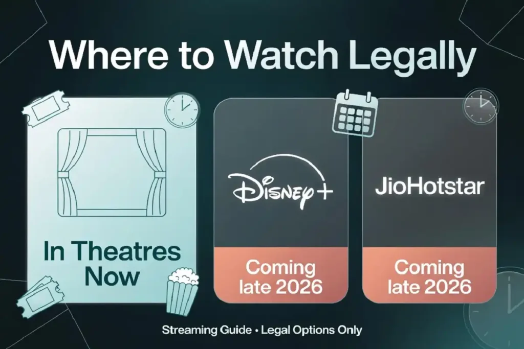 Latest Moana Films streaming guide infographic showing cinema now and OTT release later in 2026