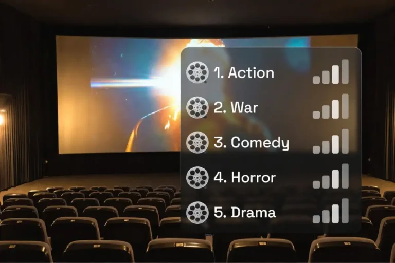 Infographic showing the best Hindi films 2026 ranked across action, war, comedy, and horror genres