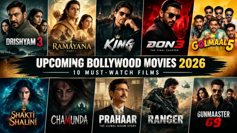 Upcoming Bollywood Movies 2026 featuring Drishyam 3, Ramayana, King and Don 3
