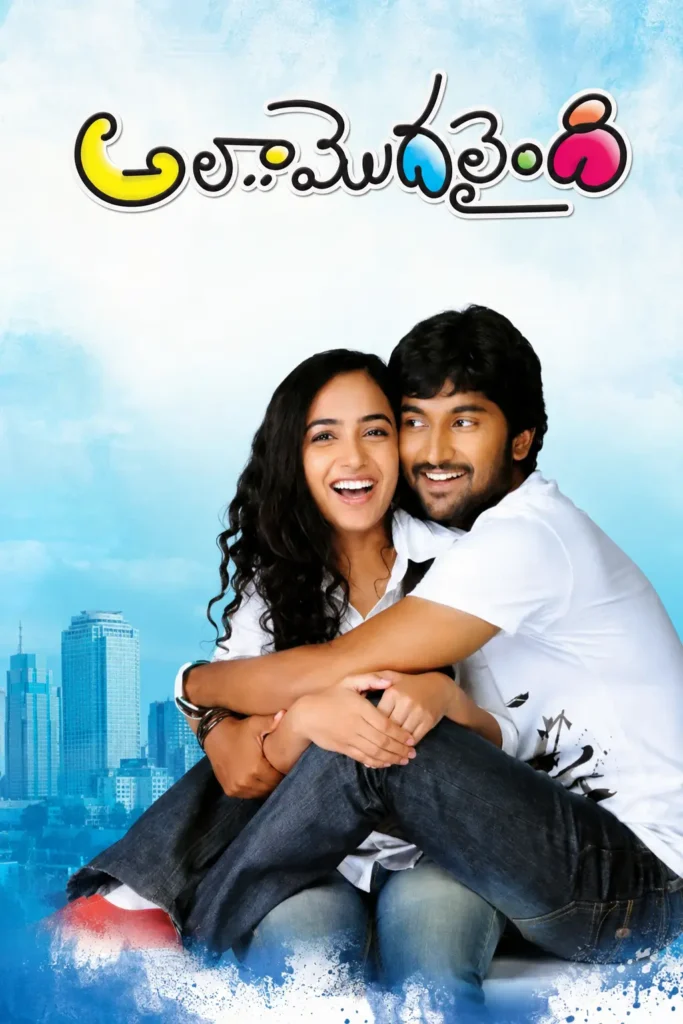 Ala Modalaindi 2011 Telugu romantic comedy movie poster with a smiling couple