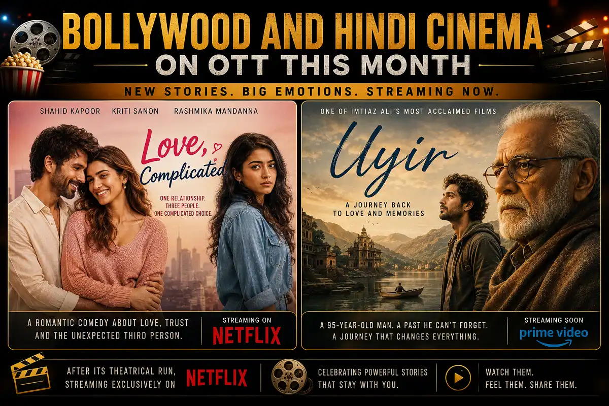 Infographic highlighting new Bollywood and Hindi films streaming on OTT this month