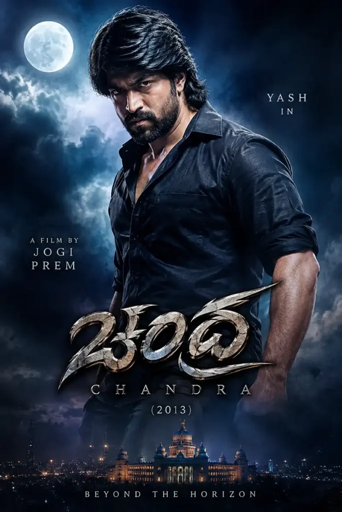 Cinematic Chandra 2013 poster featuring Yash under a full moon