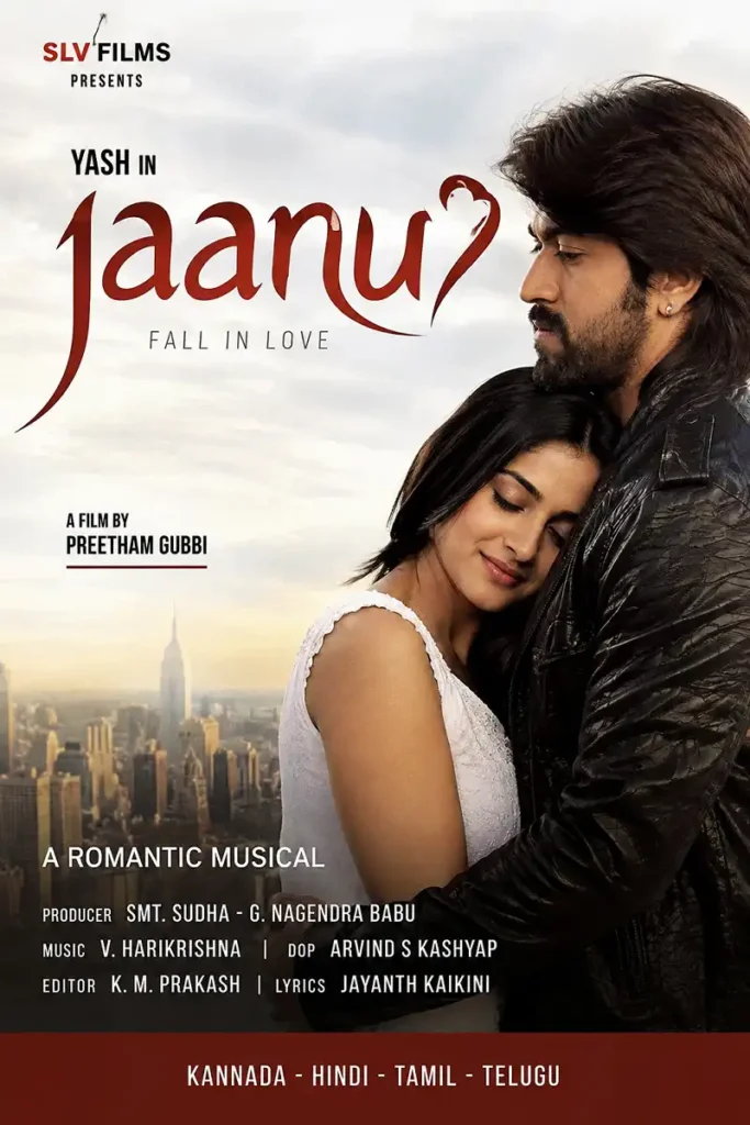 Romantic Jaanu poster style image featuring Yash and a woman