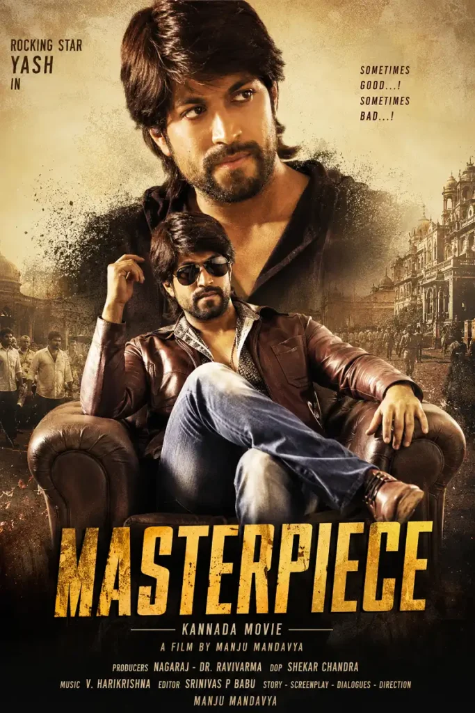 Masterpiece 2015 movie poster featuring Yash in a dramatic pose