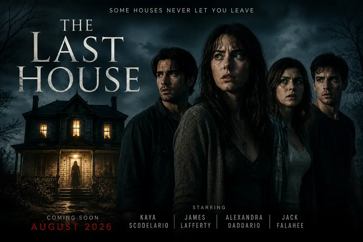 The Last House horror movie scene featuring the main cast