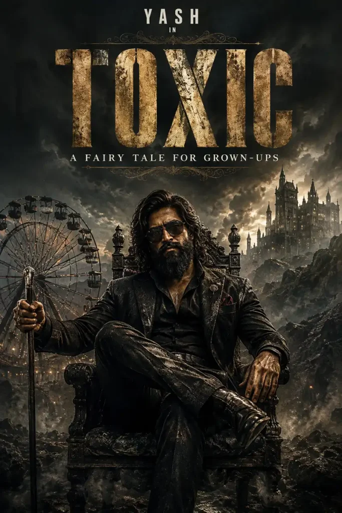 Toxic movie inspired poster featuring Yash in a dark fantasy setting