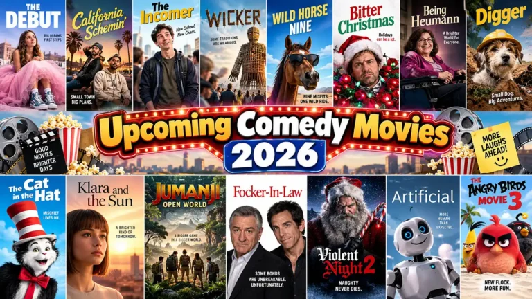 Upcoming Comedy Movies 2026 featuring new comedy films and movie posters