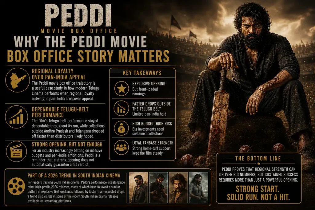 Peddi box office infographic explaining regional success and pan India performance trends