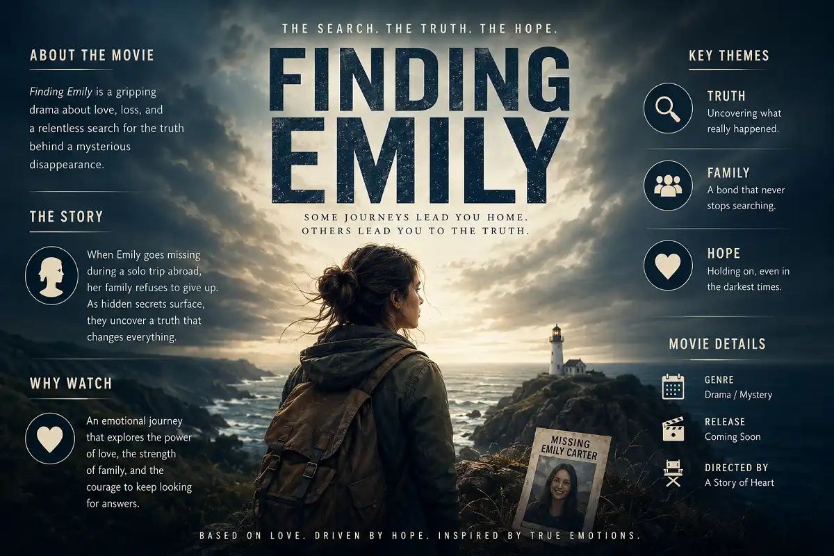Finding Emily release date 2026 romantic comedy poster art of two leads on a city street